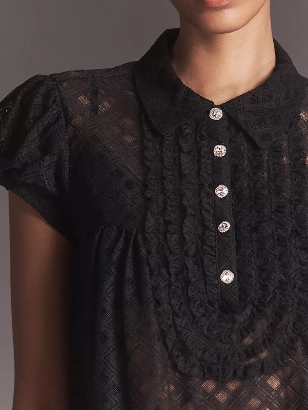 Maeve Puff-Sleeve Cropped Swing Top - Picture 3 of 6